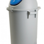 Balde 52l Cinza Com Tampa Basculante Azul